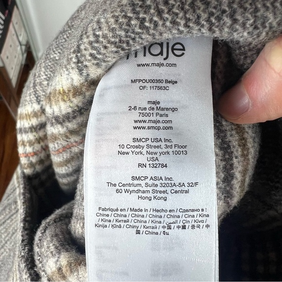 Maje Garion Plaid Blazer Coat Brown Size 36 US 4 - Picture 10 of 11